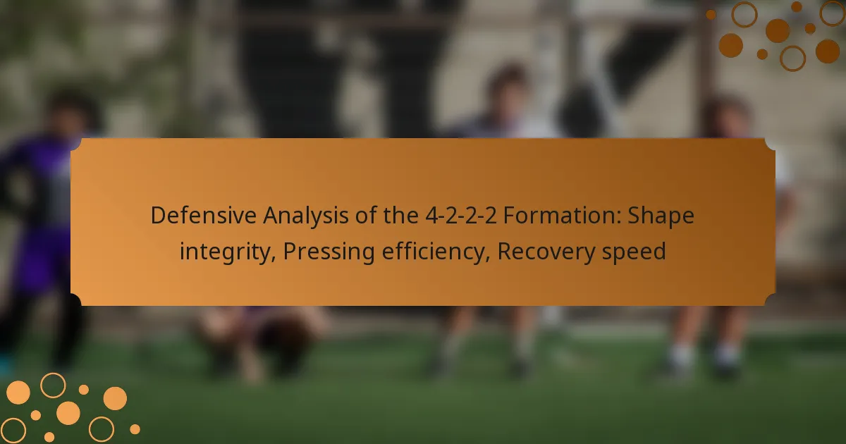 Defensive Analysis of the 4-2-2-2 Formation: Shape integrity, Pressing efficiency, Recovery speed