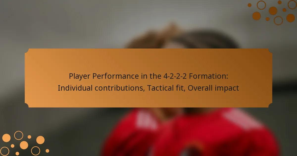 Player Performance in the 4-2-2-2 Formation: Individual contributions, Tactical fit, Overall impact