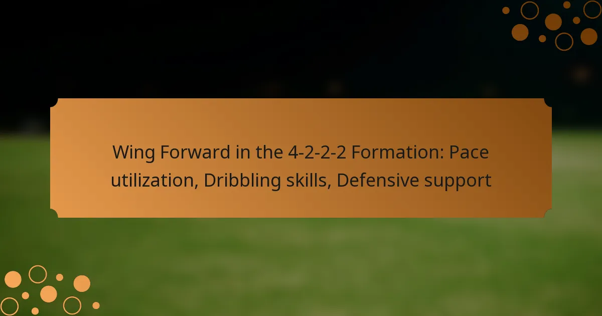 Wing Forward in the 4-2-2-2 Formation: Pace utilization, Dribbling skills, Defensive support